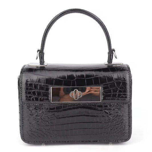 Black Crocodile Belly Leather Bag – Handmade in Italy | Noiyan