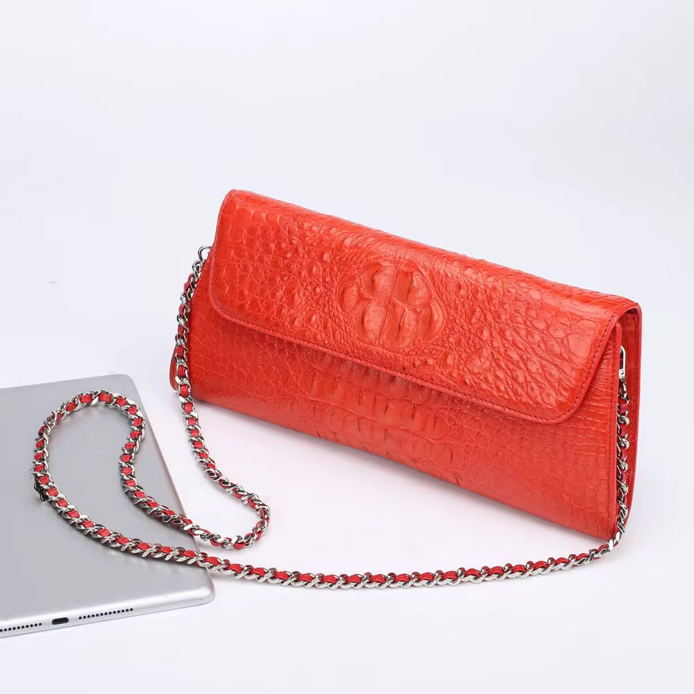 Red & Green Crocodile Leather Purse – Handmade in Italy | Noiyan