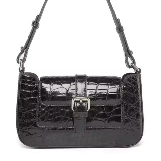 Black Belly Crocodile Leather Bag – Handmade in Italy | Noiyan
